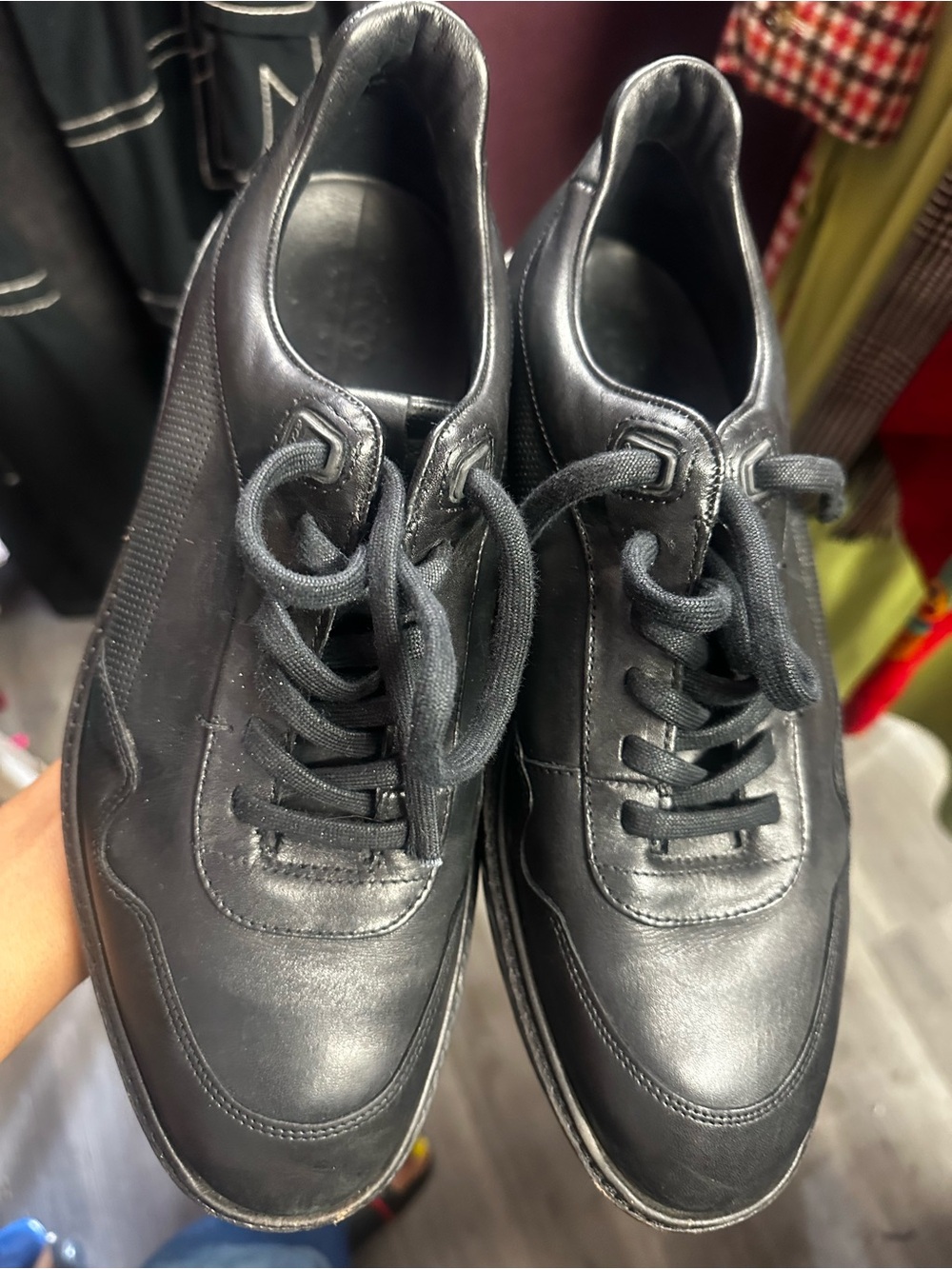 Ecco Black Leather Lace-Up Oxfords